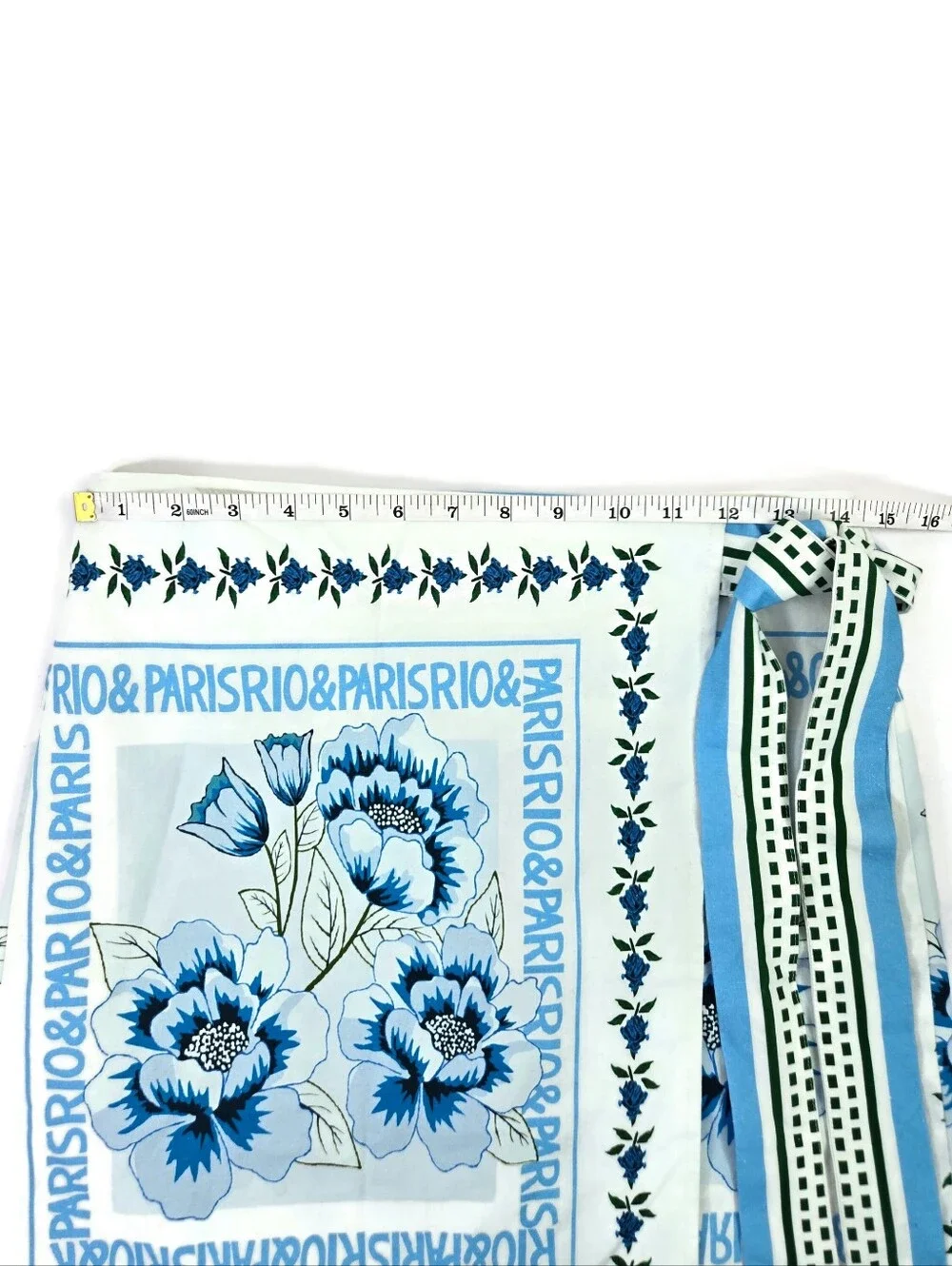 Unbranded Paris Rio Floral Scarf Print Cotton Wrap Mini Skirt Blue XS EUC
